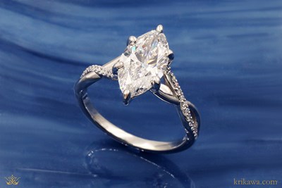 Solitaire Twist Marquise Engagement Ring in Platinum with Lab-Grown Diamonds