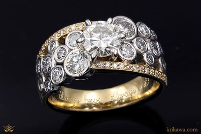 Starry Sky Anniversary Ring in platinum and 14k yellow gold with diamonds