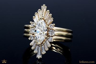 Sunburst Marquise Diamond Enhancer in 14k yellow gold with diamonds