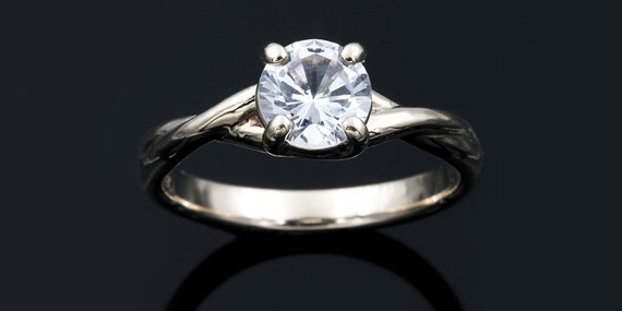 White Sapphire in Engagement Ring