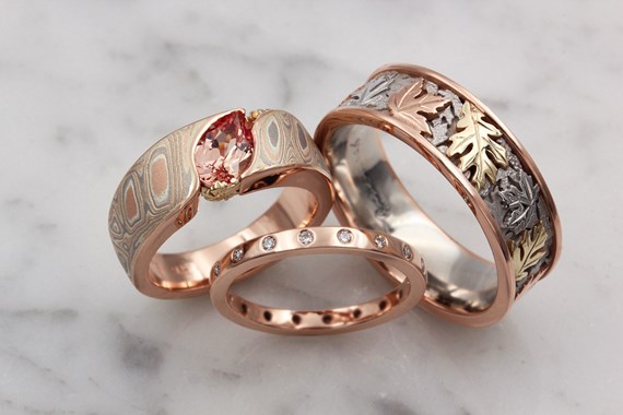 unique wedding rings custom made set