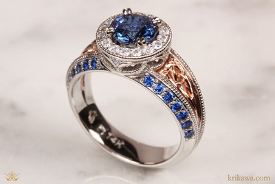 Vintage Celtic Knot Engagement Ring in 14k White Gold and 14k Rose Gold