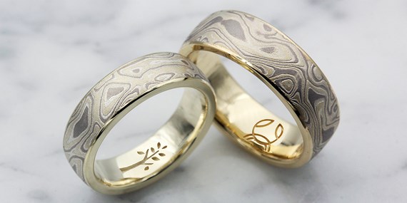 Winter Mokume in Green Gold and Yellow Gold