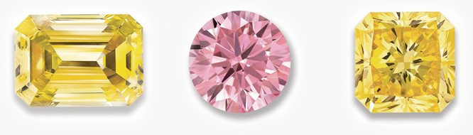 lab created yellow and pink diamonds